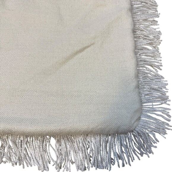 Crate & Barrell Ivory Woven 20x20" Square Throw Pillow Cover Tightweave Crochet - Picture 6 of 9